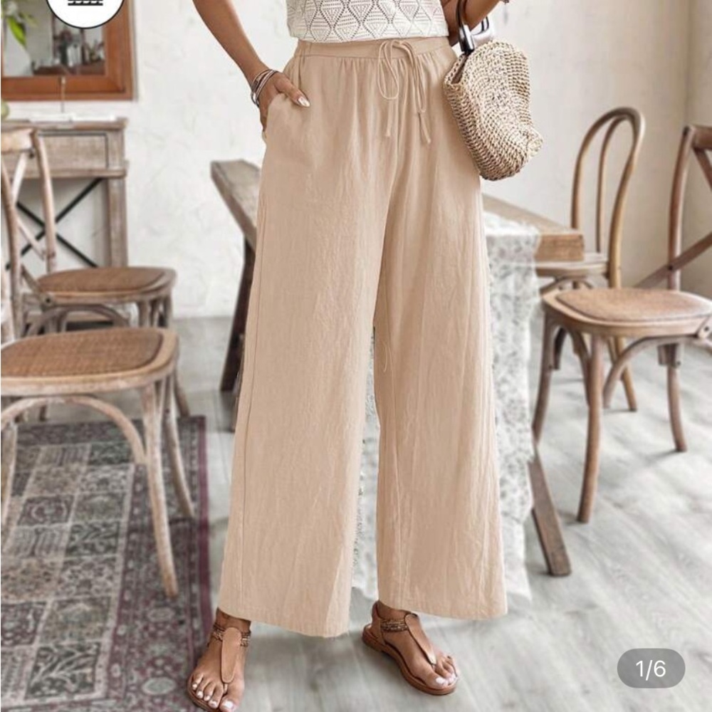 Women's Tan Wide-Leg Pants